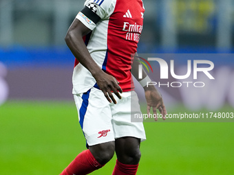 Bukayo Saka of Arsenal during the UEFA Champions League 2024/25 League Phase MD4 match between FC Internazionale and Arsenal at Stadio San S...