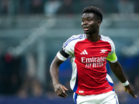 Bukayo Saka of Arsenal looks on during the UEFA Champions League 2024/25 League Phase MD4 match between FC Internazionale and Arsenal at Sta...