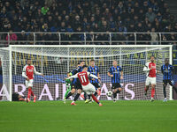 Gabriel Martinelli of Arsenal F.C. is in action during the UEFA Champions League 2024/25 League Phase MD4 match between F.C. Inter and Arsen...