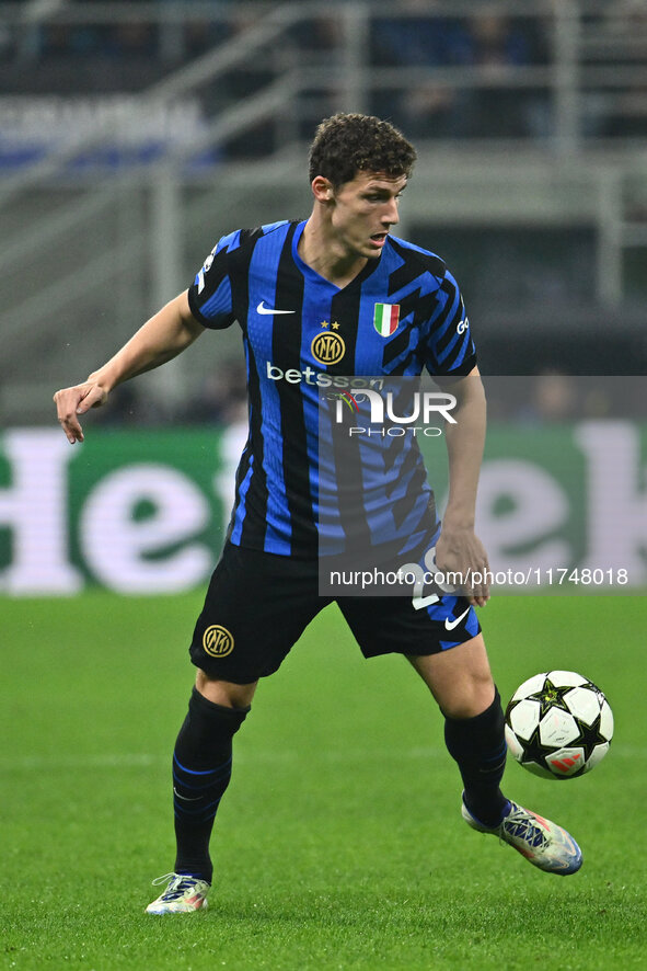 Benjamin Pavard of F.C. Inter is in action during the UEFA Champions League 2024/25 League Phase MD4 match between F.C. Inter and Arsenal F....