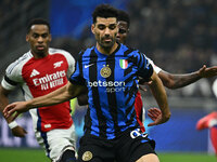 Mehdi Taremi of F.C. Inter is in action during the UEFA Champions League 2024/25 League Phase MD4 match between F.C. Inter and Arsenal F.C....