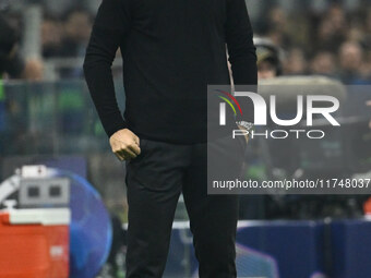 Mikel Arteta of Arsenal F.C. is present during the UEFA Champions League 2024/25 League Phase MD4 match between F.C. Inter and Arsenal F.C....