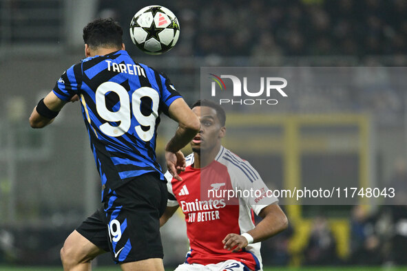 Mehdi Taremi of F.C. Inter is in action during the UEFA Champions League 2024/25 League Phase MD4 match between F.C. Inter and Arsenal F.C....