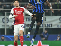 Kai Havertz of Arsenal F.C. and Yann Aurel Bisseck of F.C. Inter are in action during the UEFA Champions League 2024/25 League Phase MD4 mat...