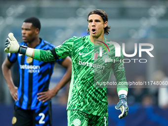 Yann Sommer of FC Internazionale gestures during the UEFA Champions League 2024/25 League Phase MD4 match between FC Internazionale and Arse...