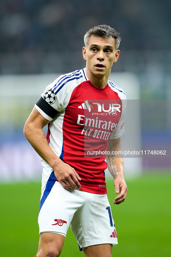 Leandro Trossard of Arsenal looks on during the UEFA Champions League 2024/25 League Phase MD4 match between FC Internazionale and Arsenal a...