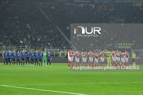 F.C. Inter and Arsenal F.C. play during the UEFA Champions League 2024/25 League Phase MD4 match at San Siro Stadium in Milan, Italy, on Nov...