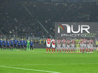 F.C. Inter and Arsenal F.C. play during the UEFA Champions League 2024/25 League Phase MD4 match at San Siro Stadium in Milan, Italy, on Nov...