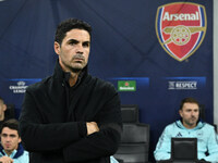 Mikel Arteta of Arsenal F.C. is in action during the UEFA Champions League 2024/25 League Phase MD4 match between F.C. Inter and Arsenal F.C...