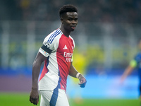 Bukayo Saka of Arsenal looks on during the UEFA Champions League 2024/25 League Phase MD4 match between FC Internazionale and Arsenal at Sta...