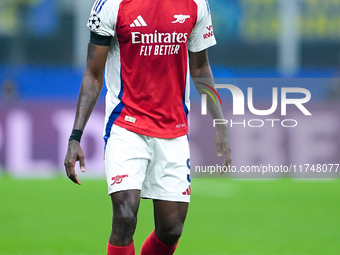 Thomas Partey of Arsenal during the UEFA Champions League 2024/25 League Phase MD4 match between FC Internazionale and Arsenal at Stadio San...