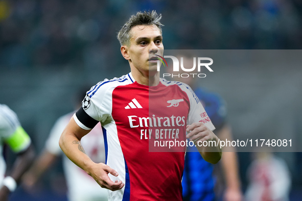 Leandro Trossard of Arsenal looks on during the UEFA Champions League 2024/25 League Phase MD4 match between FC Internazionale and Arsenal a...