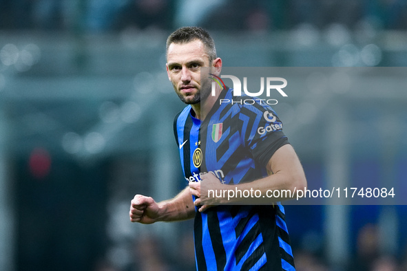 Stefan de Vrij of FC Internazionale looks on during the UEFA Champions League 2024/25 League Phase MD4 match between FC Internazionale and A...