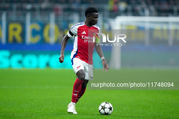 Bukayo Saka of Arsenal during the UEFA Champions League 2024/25 League Phase MD4 match between FC Internazionale and Arsenal at Stadio San S...