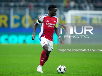 Bukayo Saka of Arsenal during the UEFA Champions League 2024/25 League Phase MD4 match between FC Internazionale and Arsenal at Stadio San S...