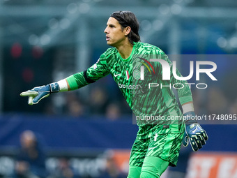 Yann Sommer of FC Internazionale gestures during the UEFA Champions League 2024/25 League Phase MD4 match between FC Internazionale and Arse...