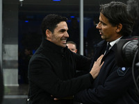 Mikel Arteta of Arsenal F.C. and Simone Inzaghi, coach of F.C. Inter, are present during the UEFA Champions League 2024/25 League Phase MD4...