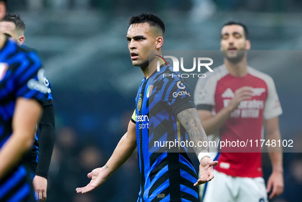 Lautaro Martinez of FC Internazionale reacts during the UEFA Champions League 2024/25 League Phase MD4 match between FC Internazionale and A...