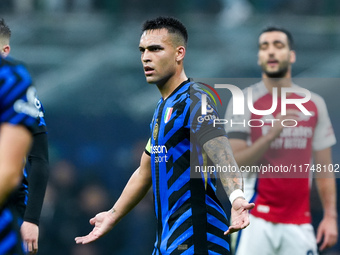 Lautaro Martinez of FC Internazionale reacts during the UEFA Champions League 2024/25 League Phase MD4 match between FC Internazionale and A...