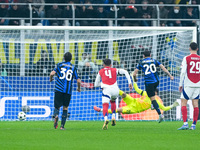 Hakan Calhanoglu of FC Internazionale scores first goal during the UEFA Champions League 2024/25 League Phase MD4 match between FC Internazi...