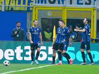 Hakan Calhanoglu of FC Internazionale celebrates after scoring first goal during the UEFA Champions League 2024/25 League Phase MD4 match be...