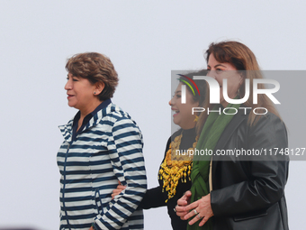 Clara Brugada, Head of Government of Mexico City, Delfina Gomez, Governor of the State of Mexico, and Margarita Gonzalez Saravia, Governor o...