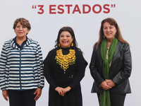 Clara Brugada, Head of Government of Mexico City, Delfina Gomez, Governor of the State of Mexico, and Margarita Gonzalez Saravia, Governor o...