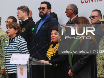 Clara Brugada, Head of Government of Mexico City, Delfina Gomez, Governor of the State of Mexico, and Margarita Gonzalez Saravia, Governor o...