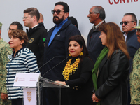 Clara Brugada, Head of Government of Mexico City, Delfina Gomez, Governor of the State of Mexico, and Margarita Gonzalez Saravia, Governor o...