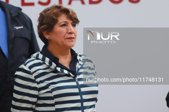 Delfina Gomez, Governor of the State of Mexico, speaks during the Statement on the Strategy to Combat Illegal Logging in the border area bet...