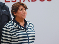 Delfina Gomez, Governor of the State of Mexico, speaks during the Statement on the Strategy to Combat Illegal Logging in the border area bet...