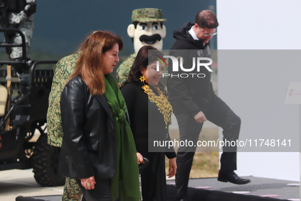 Clara Brugada, Head of Government of Mexico City, and Margarita Gonzalez Saravia, Governor of Morelos, deliver a statement on the strategy t...