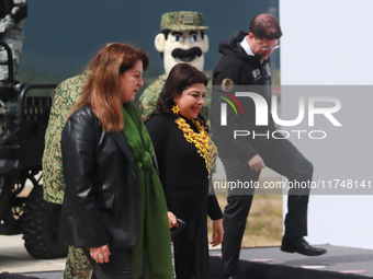 Clara Brugada, Head of Government of Mexico City, and Margarita Gonzalez Saravia, Governor of Morelos, deliver a statement on the strategy t...