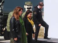 Clara Brugada, Head of Government of Mexico City, and Margarita Gonzalez Saravia, Governor of Morelos, deliver a statement on the strategy t...