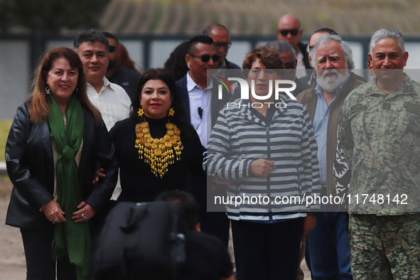 Clara Brugada, Head of Government of Mexico City, Delfina Gomez, Governor of the State of Mexico, and Margarita Gonzalez Saravia, Governor o...