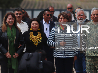 Clara Brugada, Head of Government of Mexico City, Delfina Gomez, Governor of the State of Mexico, and Margarita Gonzalez Saravia, Governor o...