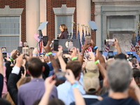 Vice President of the United States Kamala Harris delivers remarks in a concession speech at Howard University, conceding the 2024 president...