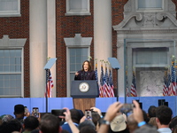 Vice President of the United States Kamala Harris delivers remarks in a concession speech at Howard University, conceding the 2024 president...