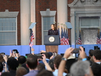 Vice President of the United States Kamala Harris delivers remarks in a concession speech at Howard University, conceding the 2024 president...