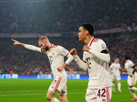 Jamal Musiala of Bayern Munich  celebrates the teams first goal during the Champions League Round 4 match between Bayern Munich v Benfica at...