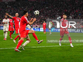 Jamal Musiala of Bayern Munich  scores the teams first goal during the Champions League Round 4 match between Bayern Munich v Benfica at the...