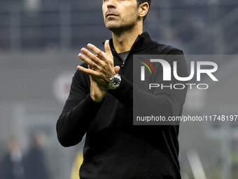 Mikel Arteta participates in the UEFA Champions League 2024/25 match between FC Internazionale and FC Arsenal in Milano, Italy, on November...