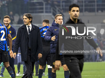 Simone Inzaghi participates in the UEFA Champions League 2024/25 match between FC Internazionale and FC Arsenal in Milano, Italy, on Novembe...