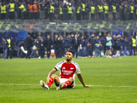 Ethan Nwaneri plays during the UEFA Champions League 2024/25 match between FC Internazionale and FC Arsenal at Stadio Giuseppe Meazza in Mil...