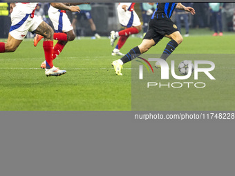 Nicolo Barella plays during the UEFA Champions League 2024/25 match between FC Internazionale and FC Arsenal in Milano, Italy, on November 6...