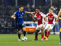 Hakan Calhanoglu plays during the UEFA Champions League 2024/25 match between FC Internazionale and FC Arsenal in Milano, Italy, on November...