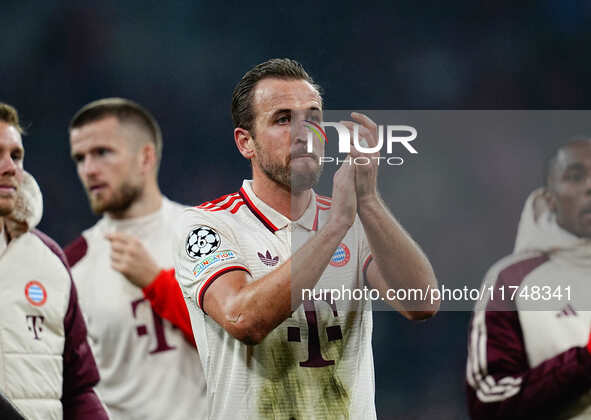 Harry Kane of Bayern Munich  gestures after the Champions League Round 4 match between Bayern Munich v Benfica at the Allianz arena, Munich,...