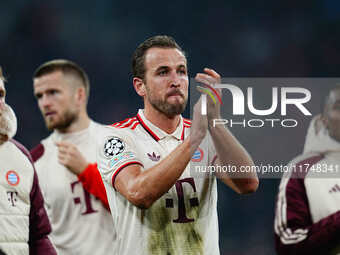 Harry Kane of Bayern Munich  gestures after the Champions League Round 4 match between Bayern Munich v Benfica at the Allianz arena, Munich,...