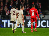 Joshua Kimmich of Bayern Munich  with post game celebration during the Champions League Round 4 match between Bayern Munich v Benfica at the...