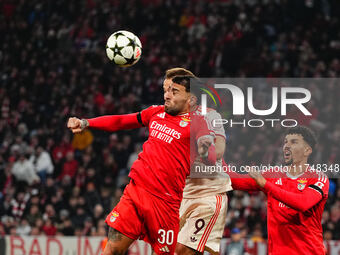 Nicolás Otamendi of Benfica  heads during the Champions League Round 4 match between Bayern Munich v Benfica at the Allianz arena, Munich, G...